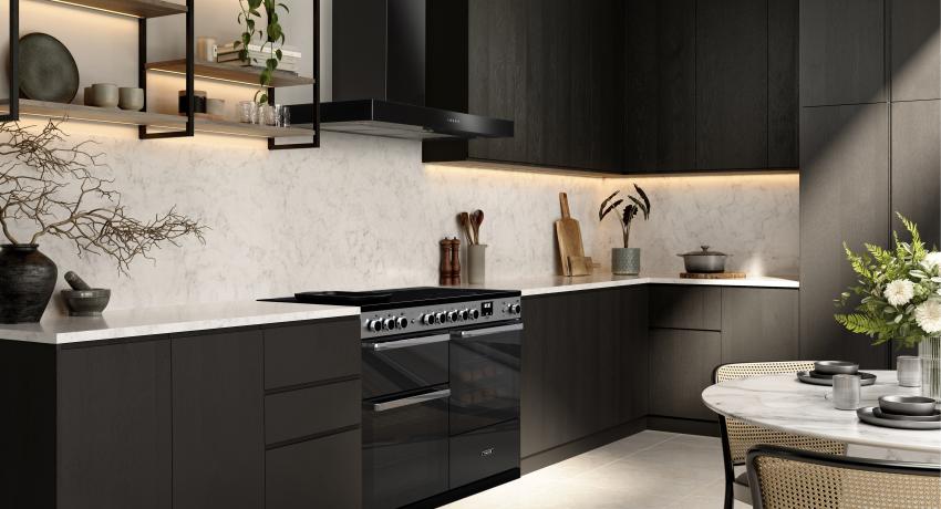Falcon Edge Deluxe 110 Inductie met rijslade - Black Glass