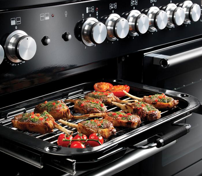 Falcon Nexus 110 Induction deluxe glide-out grill with chops and tomatoes